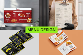 do an amazing menu design, food menu, restaurant menu design and digital menu