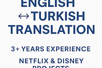 translate english to turkish, turkish to english profesiionally