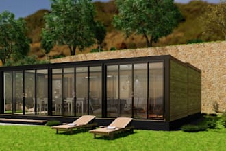 restyle modern tiny house, mobile home, minimalist interior decor,outdoor living