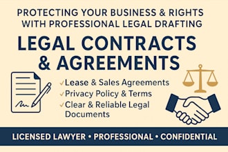 write and review legal contracts, lease agreements and privacy policies