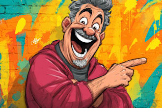 draw a funny cartoon character logo for your business