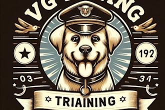 make a create  vintage dog training mascot logo and t shirt design