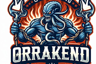 design high quality kraken sport mascot logo with t shirt design