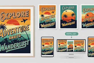 design unique vintage travel poster typography art for print and digital