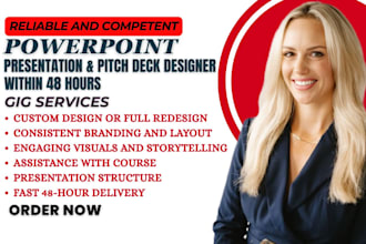 create, design or redesign powerpoint presentation and pitch deck with in 48hrs