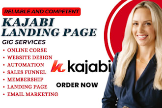create kajabi websites, landing pages, kajabi sales page and email sequences
