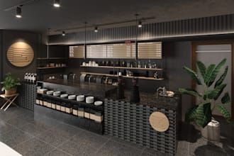 redesign 3d interior restaurant, café interior, retail store, bar, 3d rendering
