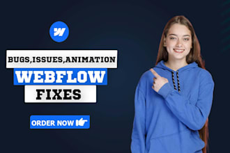 clone, edit, update, fix webflow animation, responsive issue, and cms problems