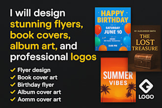 design stunning flyers, book and album art, professional designs and more