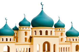 3d mosque design and 3d church design with your best modeling and rending