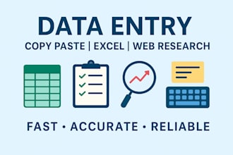do accurate data entry, copy paste, and web research for industrial spare parts