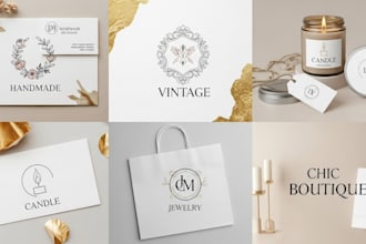create a custom logo design for handmade, vintage, candle, jewelry or boutique