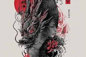design professional japanese, asian style tattoo design