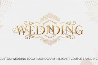 design luxury wedding logo, elegant monogram and personalised couple branding
