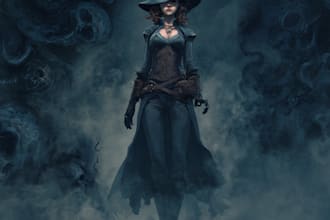 draw dark punk goth, horror character