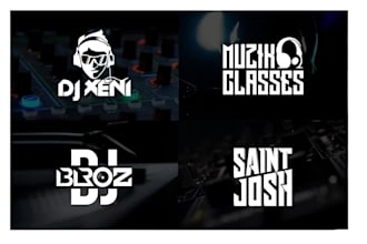 create modern dj music, studio, radio, and entertainment logo