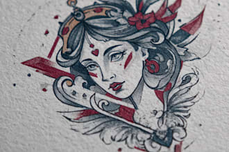 draw custom american traditional tattoo design