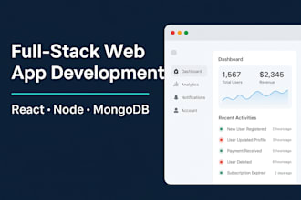 build a full stack web applications and dashboard