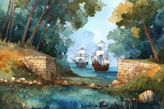 draw original watercolor landscape or architecture art