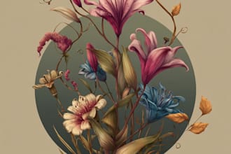 draw a botanical illustration of flower illustration