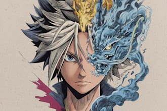 illustration for anime tattoo in color