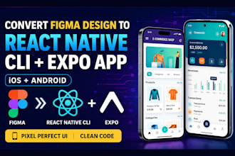 convert figma design to react native cli expo app for ios android