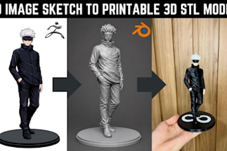 convert 2d image sketch to 3d model anime figurines toys stl for 3d printing
