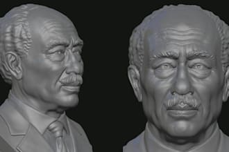 sculpt realistic 3d bust, 3d face, 3d head, 3d full body model, 3d printing
