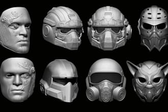 sculpt cosplay 3d mask, 3d helmet, full armor 3d model for 3d printing