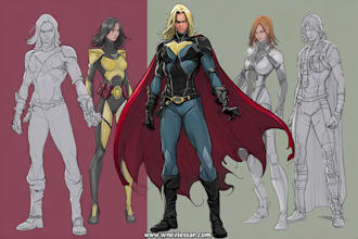 create scifi, fantasy, superhero character design