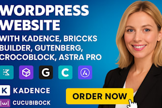wordpress website with kadence, bricks builder, gutenberg, crocoblock, astra pro