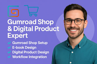 setup gumroad shop,ebook design, digital product design, workflow integration