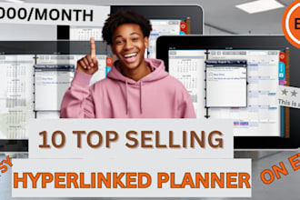 digital planner, hyperlinked planner etsy digital planner, digital journal canva