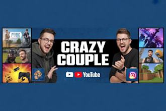 design complete professional youtube channel branding banner for your channel