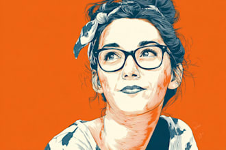 draw a custom digital art portrait in linocut style