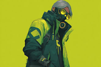 illustrate you as a cyberpunk style character