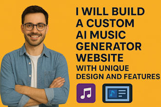 build a custom ai music generator website with unique design and features