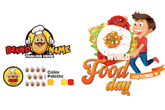 make retro t shirt cartoon delicious food logo