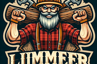 design high quality lumber mascot logo with t shirt design
