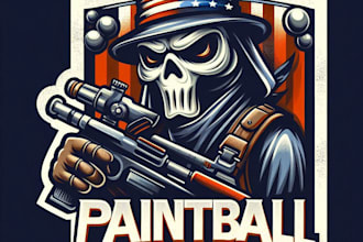 design high quality paintball mascot logo with t shirt design
