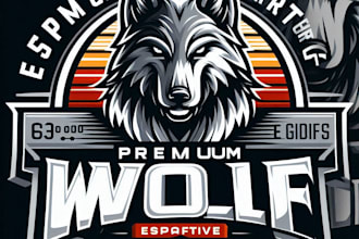 design high quality premium esport wolf logo with t shirt design