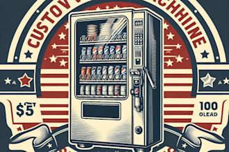 design high quality vending machine mascot logo with t shirt design