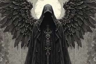 draw dark art illustration with engraving style