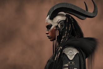 do fantasy, sci fi, character with hyperrealistic style