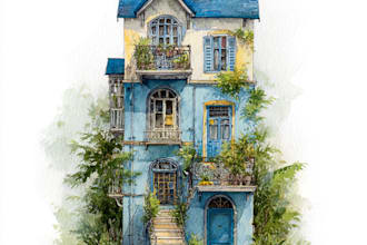 create  a watercolor house illustration for you
