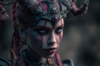make a horror and fantasy horror character sci fi art illusteation