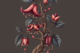draw botanical illustrations of flowers, plants and fruits