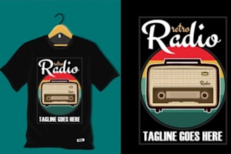 design high quality vintage radio logo with t shirt