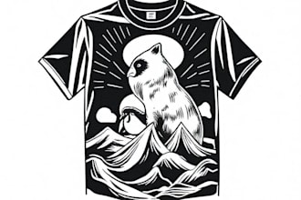 create animal linocut tshirt design for brands