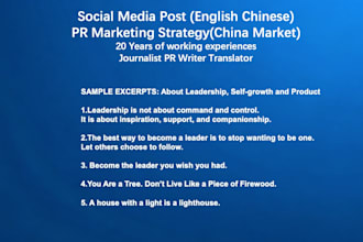 write chinese and english social media post